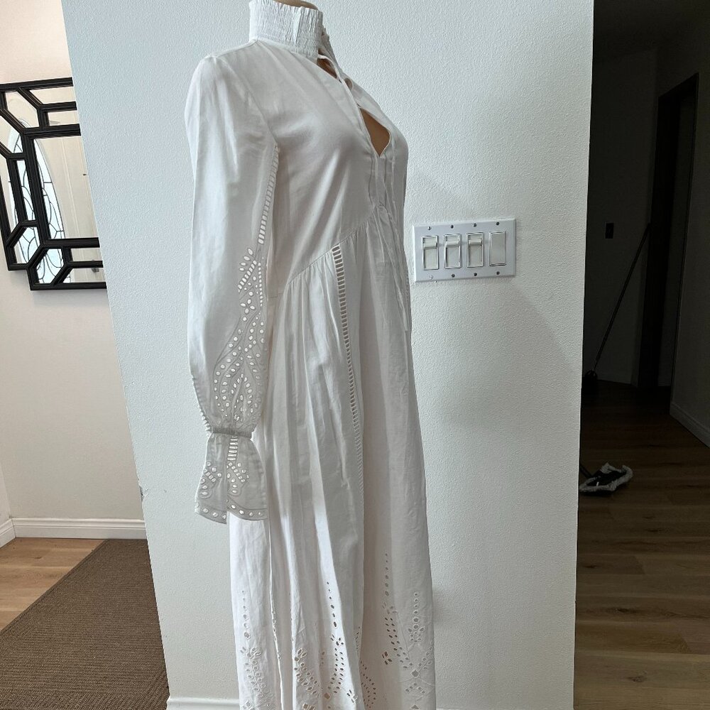 The Kooples White Cotton Eyelet Long Sleeve Maxi Dress Size 0